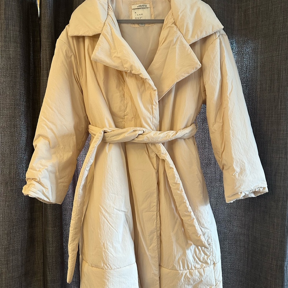 A New Day Medium Stylish Pink Cream Puffer Coat